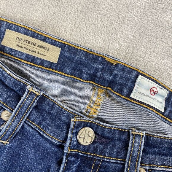 Adriano Goldschmied Womens 26R Denim Jeans Stevie Slim Straight Ankle Distressed - Picture 5 of 9